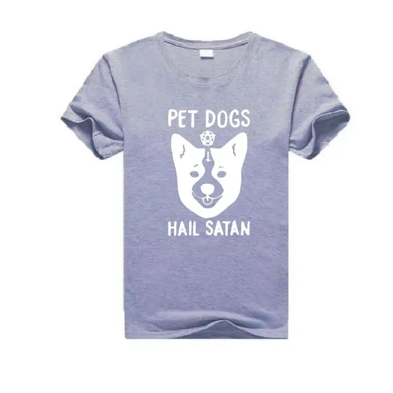 Домашние питомцы собаки с надписью Hail Satan Футболки принтами из мультфильмов