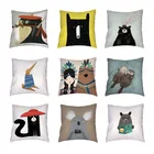 Креативный мультяшный чехол для подушки в индийском стиле с изображением медведя, белый чехол для подушки с изображением выдры, разноцветное геометрическое сиденье, домашний декор, полиэстер, персиковая кожа, чехол для подушки