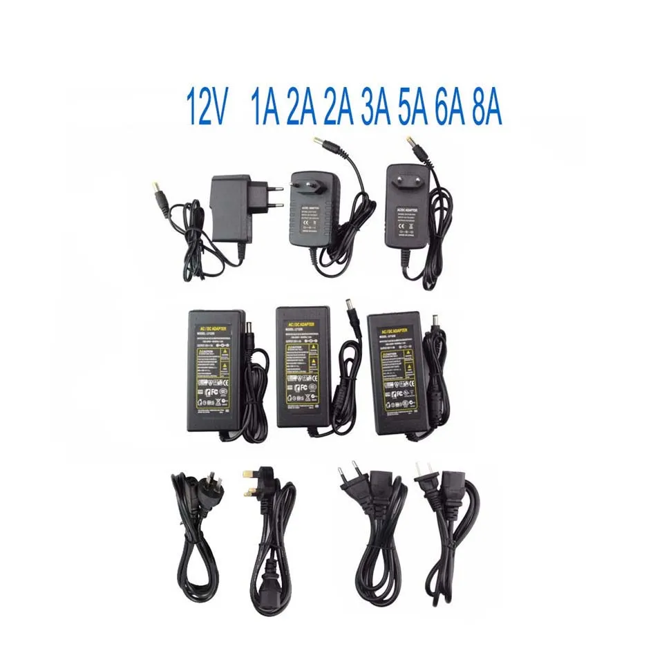 AC 100/240V к DC 5V 12V 24V Светодиодный источник питания 1A 2A 3A 5A 6A 8A 10A трансформатор освещения для светодиодной ленты CCTV камеры безопасности