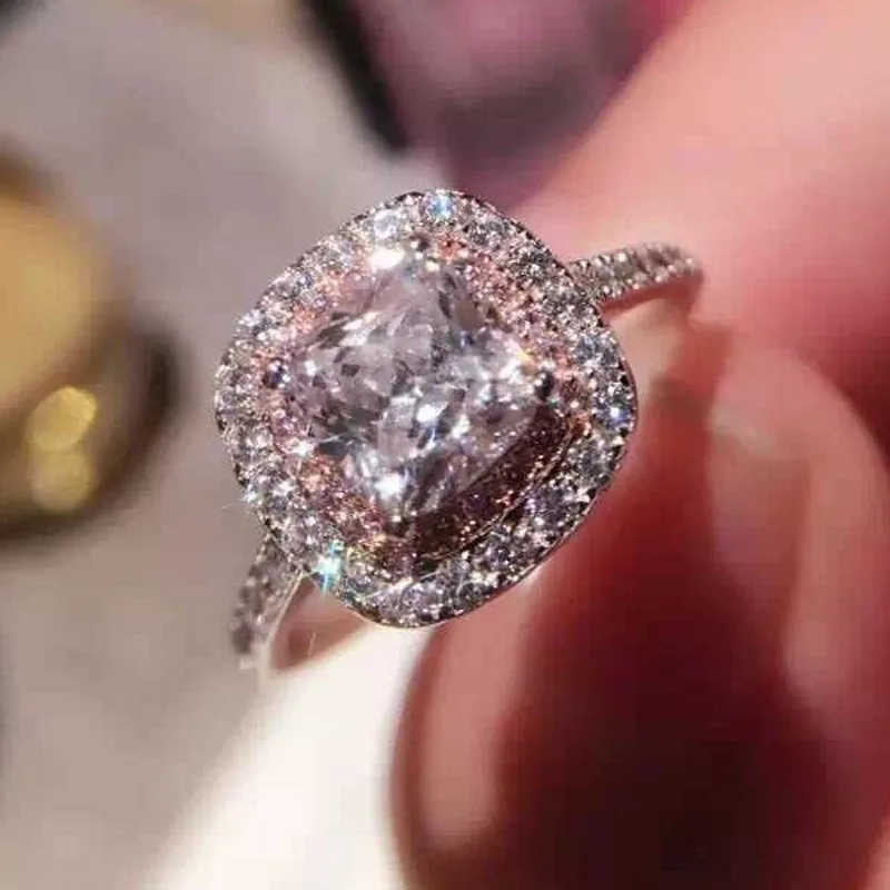 Женское Обручальное кольцо с фианитом 2 карата из серебра 925 пробы|wedding band ring|band