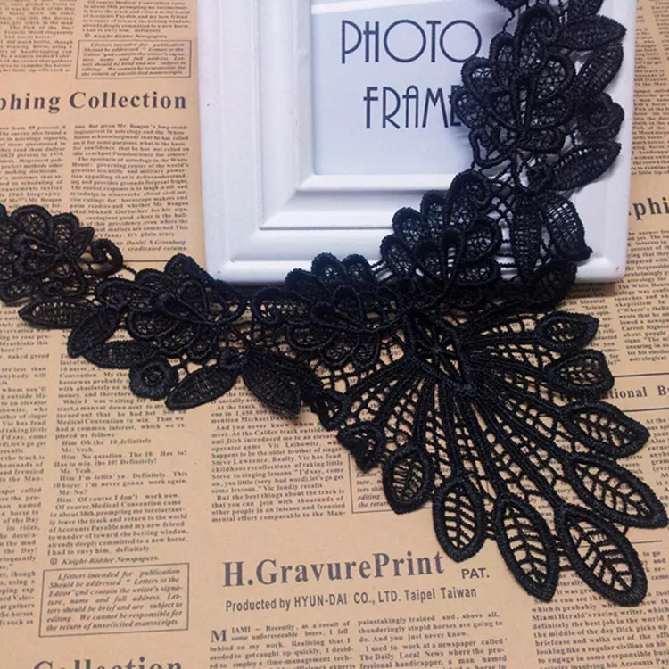 1 шт. кружевной воротник с черным красивым цветком и сердцем декоративная