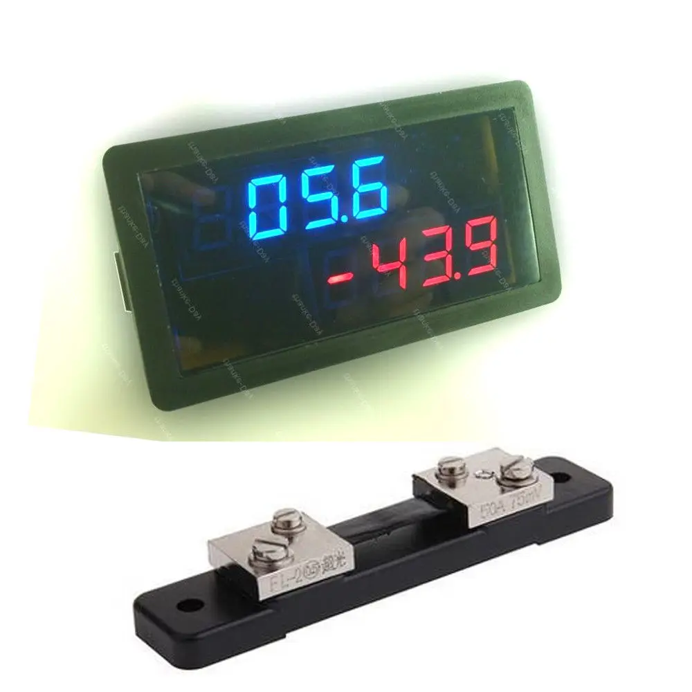 Комбинированный вольтметр амперметр постоянного тока 20 В +/ 50 а двунаправленный