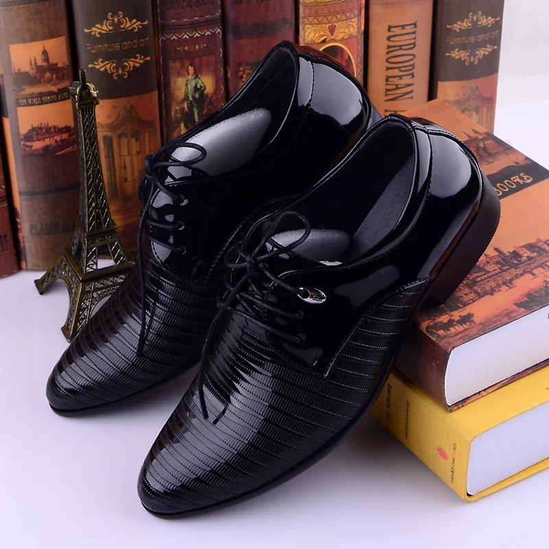 New 2016 Fashion Italian Style Men Dress Wedding Shoes Luxury Men's Business Oxfords Casual Flats Black Leather Derby | Обувь
