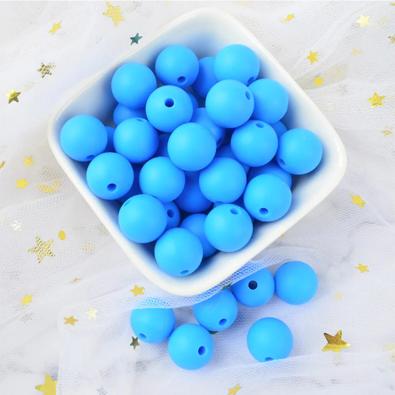 deep skyblue LOFCA 30 шт. Силиконовые 12 мм бисер ребенок прорезывание зубов игрушка BPA бесплатно пищевого качества Детские Прорезыватели круглые свободные бусины DIY Уход ювелирные изделия ожерелье - Цвет: deep skyblue