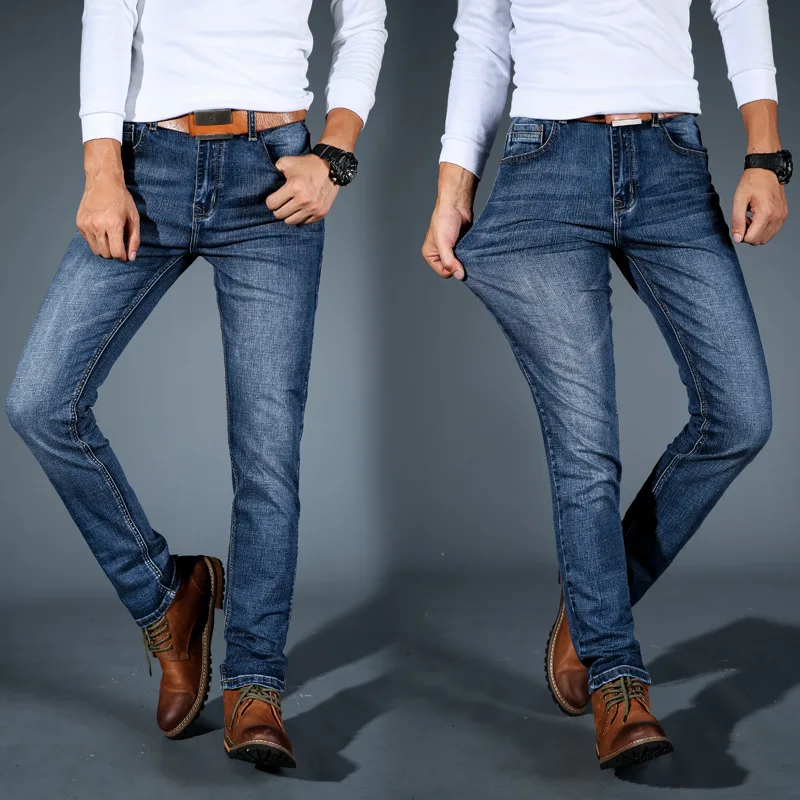 URSPORTTECH Brand New Men's Fashion Jeans Business Casual Stretch Slim Jeans Classic Trousers Denim Pants Male