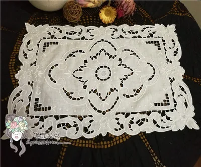 white 2 шт./упак. белая прямоугольная Форма VGOLSUN Европы Стиль хлопок/лен Винтаж ручной работы, расшитые коврики и тормозные колодки с Размеры 50 х 36 см - Цвет: white