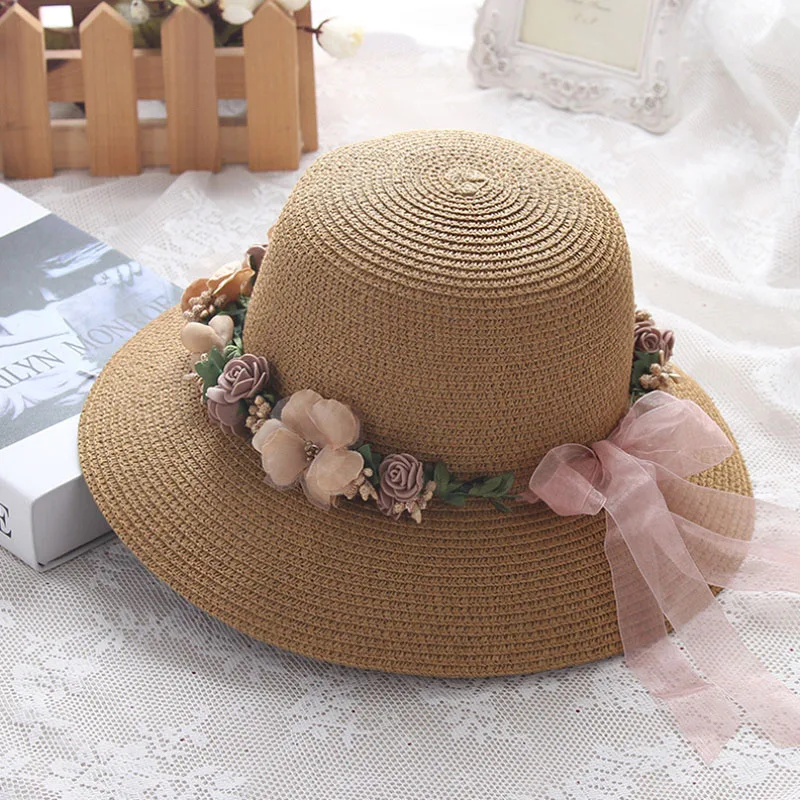 2018 лето новый цветок ручной работы соломенная шляпа женщин гирлянда sunbonnet Панама