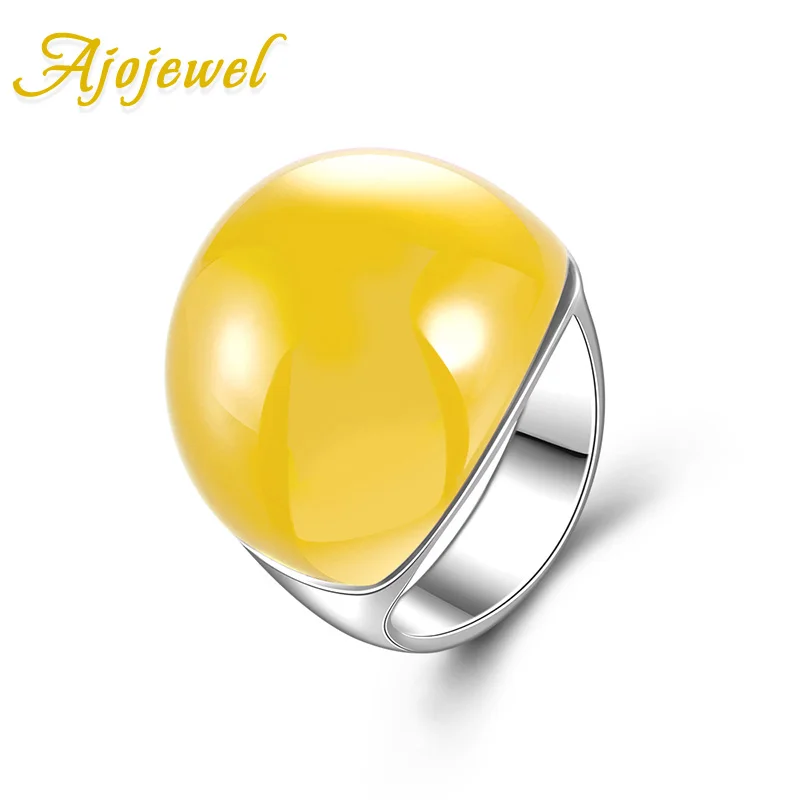 Кольца с крупными желтыми полудрагоценными камнями Ajojewel для мужчин и женщин