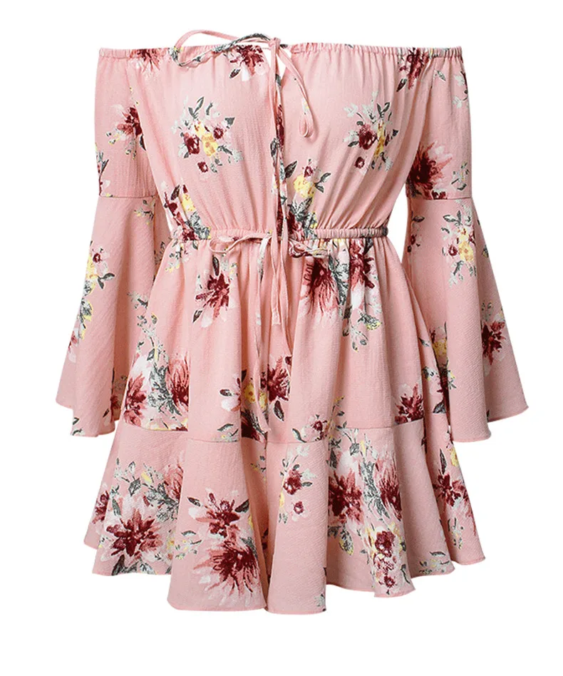 Boho люди Цветочный принт с открытыми плечами комбинезон Для женщин свободные