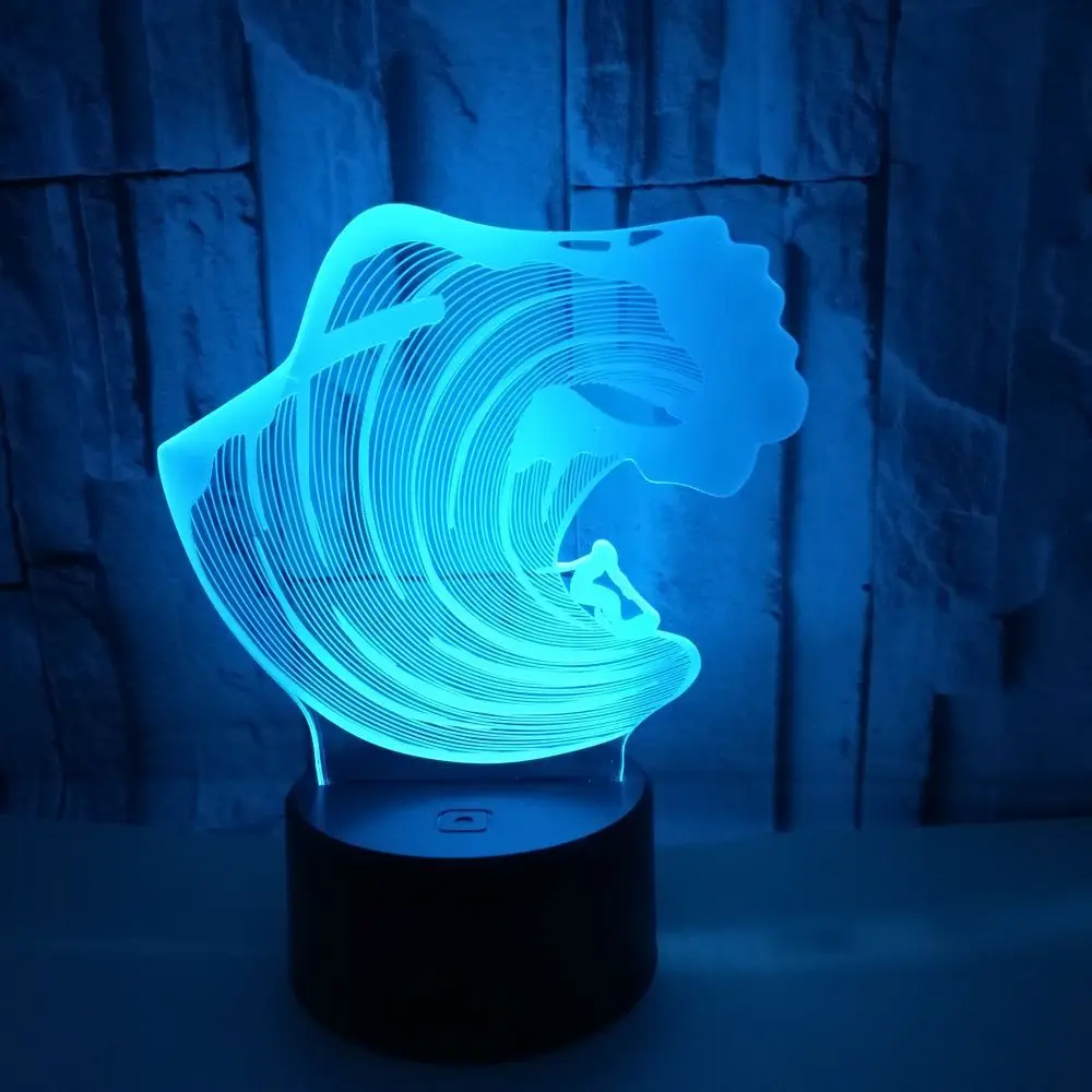3d светодиодная лампа для серфинга креативные ночные светильники спорта и дома