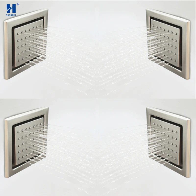 

Hongdec Bath 4 PCS Brass Square big Message Shower Body Spray Jet set Brushed Nickel