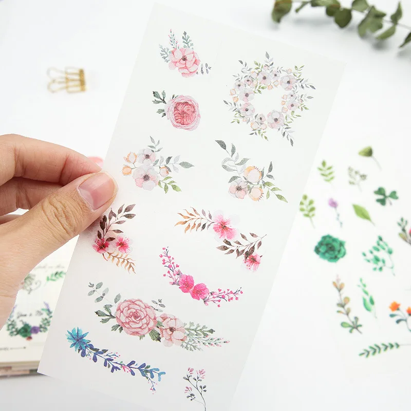 

6 pcs/pack Natural's Flower Plants Kids Decorative Adhesive Stickers DIY Decoration Diary Stationery Stickers Children