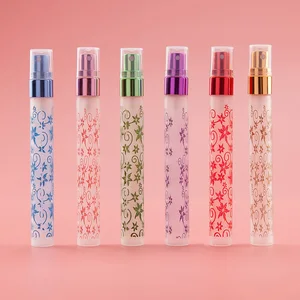 6 шт.лот матовый печатных 10 мл стеклянная бутылка для духов Янтарная стеклянная бутылка распылитель пустые перезаправляемые портативный мини духи бутылки