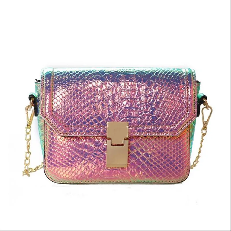2017 Женской Моды Сумка Лазерного Голографического Змеиный Pattern Женщины Crossbody