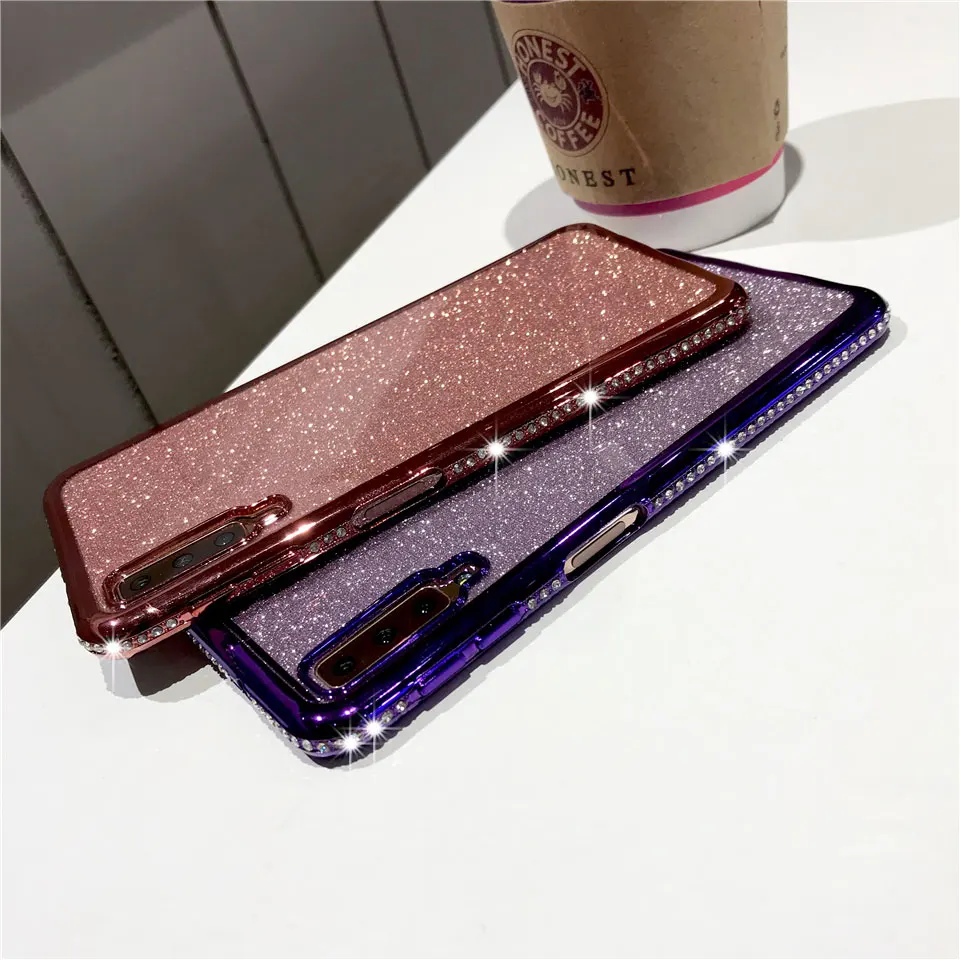 Блестящий Алмазный чехол для Samsung Galaxy A30 A40 A50 A70 A10 M10 M20 2019 из ТПУ блестки чехлы