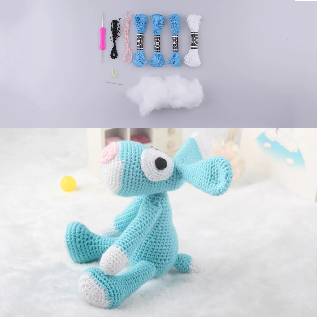 Животные Вязание амигуруми Набор DIY игрушка материал посылка синий собака