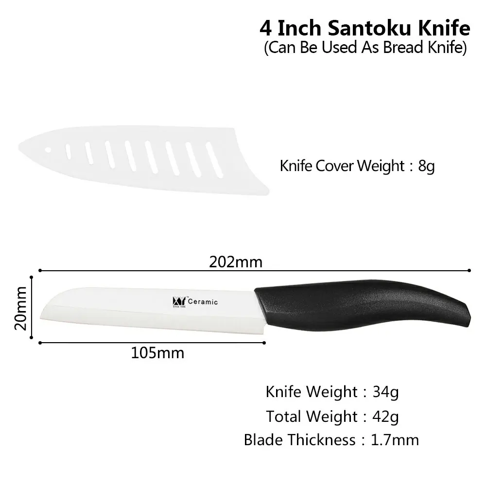 XYj керамический нож Santoku 4 дюйма 2 шт. японский шеф повара резак для хлеба кухонные