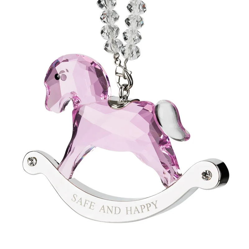 

Сине-Розовая прозрачная Хрустальная лошадка-качалка украшение с хрустальными бусинами цепочка для детей подарок на день рождения Baby Shower до...
