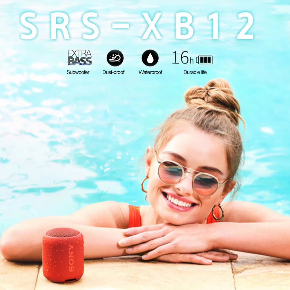 Sony Bluetooth динамик SRS-XB12 Портативный Открытый мини беспроводной динамик s Экстра бас IP67 водонепроницаемый пылезащитный звуковой ящик с микрофоном