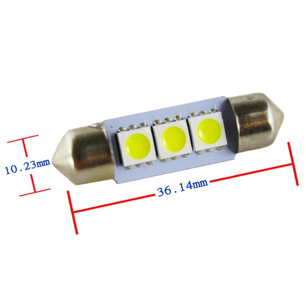 4 шт. белый 36 мм 3 светодиодный 5050 SMD купольная гирлянда для интерьера автомобиля