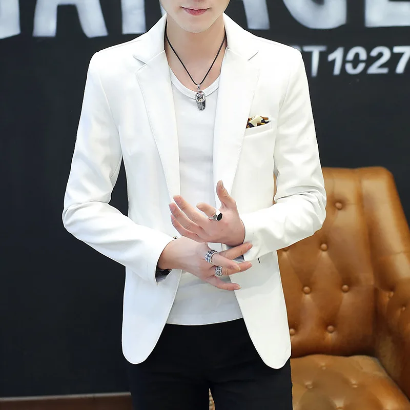 

HOO 2021 man pU leather blazer cultivate one's morality leisure fashion blazers