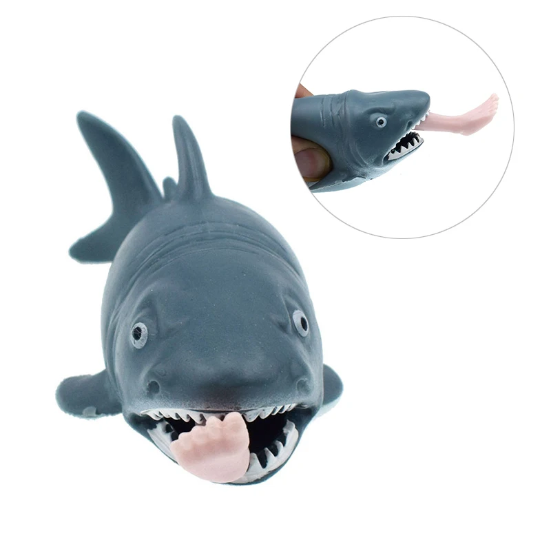 

1 Piece Spit Foot Squeeze Shark Toys Prank Creative Novelty Decompression Squeeze Toy Eat People Soft Anti Stress Funny Sharks