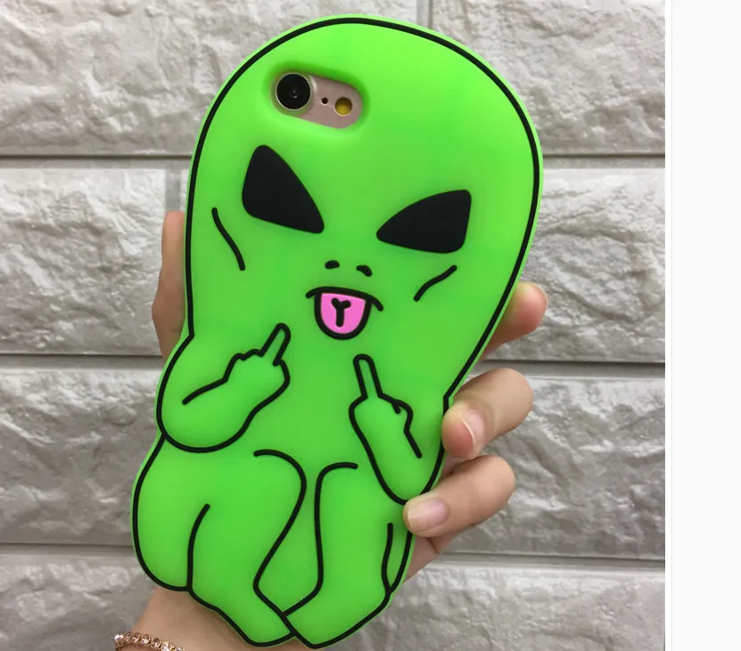 Мода 3D мультфильм инопланетяне резиновая Мягкая Милая задняя крышка для iPhone 5 6s