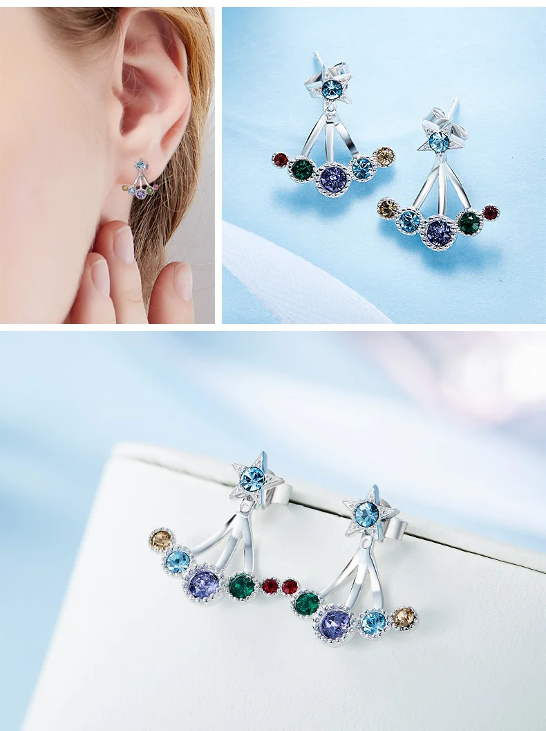 Серьги-гвоздики Cdyle из стерлингового серебра 925 пробы украшенные кристаллами