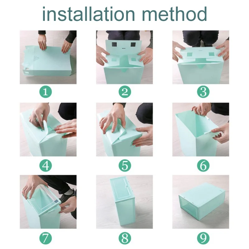 Складные прозрачные пластиковые обувные коробки стекируемые Floding DIY ящики для обуви контейнер для хранения органайзеры Бытовая коробка для хранения обуви