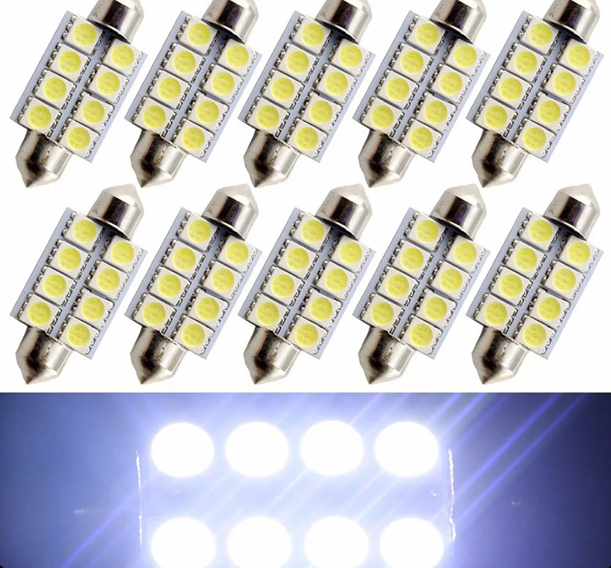 Safego 1 шт. c5w 42 мм 41 8 SMD 5050 Светодиодная лампа Гирлянда для автомобильного номерного