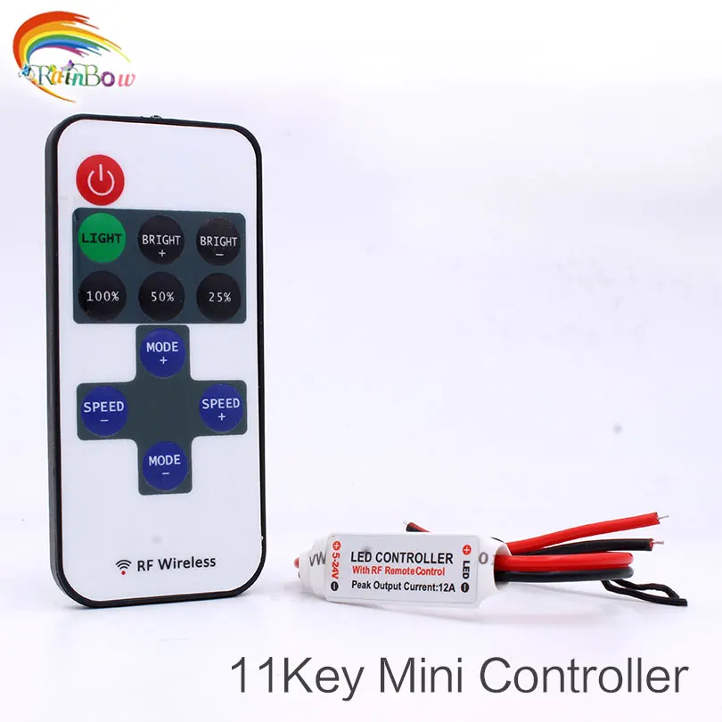 DC5 24V беспроводной мини светодиодный контроллер Диммер 11key RF пульт дистанционного