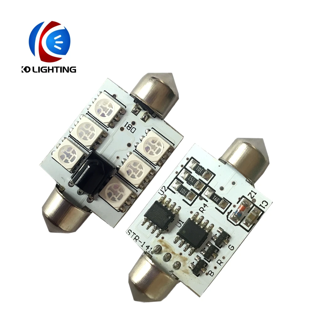 KD 2 шт. C5W RGB 5050 12SMD Автомобильный светодиодный пульт дистанционного управления Rgb