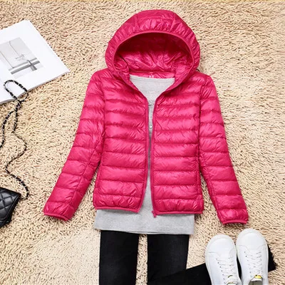 Winter jacket women new style fashion women's lightweight short slim hooded plus size women's thin down jacket