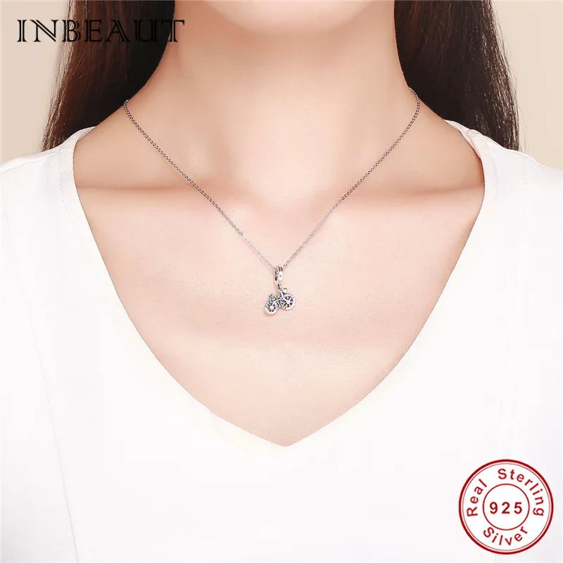 INBEAUT 100% 925 пробы серебристые зеленые белые фиолетовые фианиты Love велосипедные