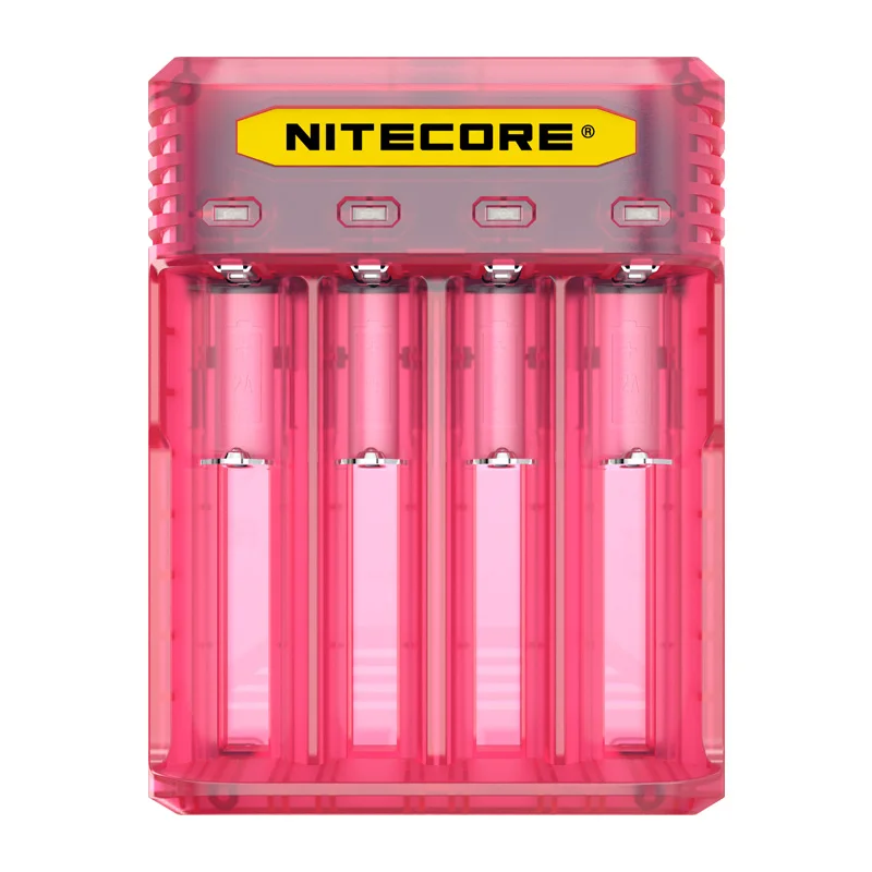 Розовый NITECORE Q4 4-Bay 4A быстрое зарядное устройство для Li-Ion IMR Nicd CR123A 16340 10440 AAA 14500 18650 26650 батарея с кодом аутентификации - Цвет: Розовый