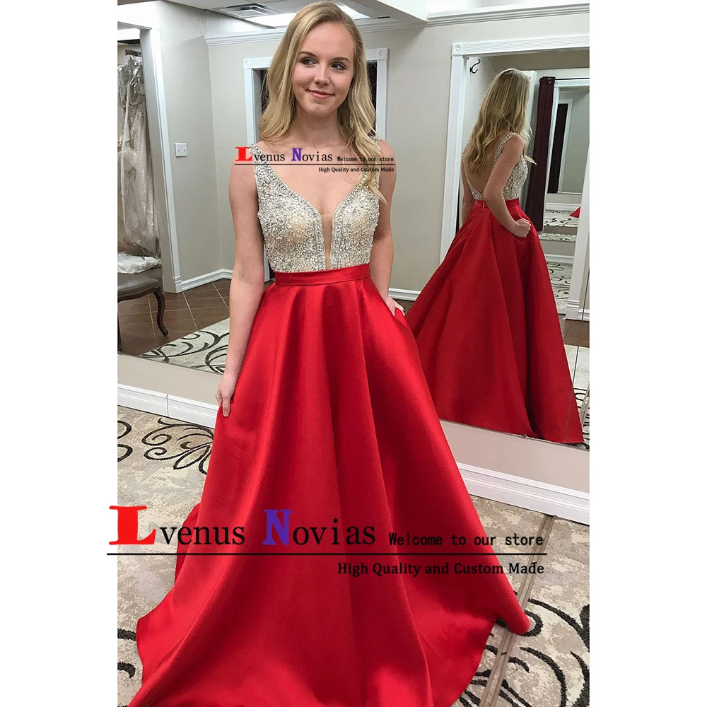 Женское вечернее платье с v-образным вырезом и открытой спиной роскошное длинное