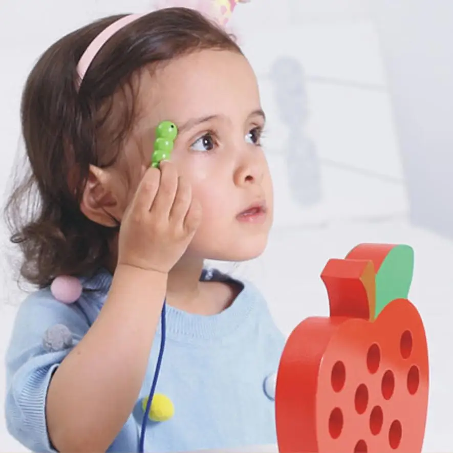 Big Wooden Worm Eat Apple Children's Cater Threading Educational Toys Gift Z906 | Игрушки и хобби
