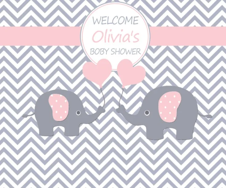 

custom elephant baby shower chevron grey yellow photography studio background High quality Computer print party backdrop