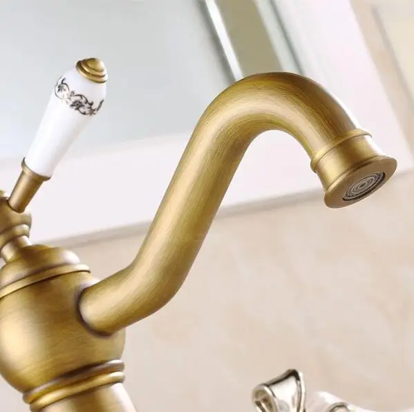 Европа и роскошные пасторальные смесители для раковины антикварные медные краны