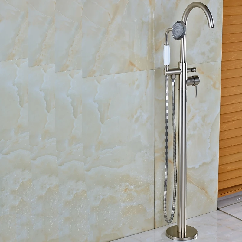 Горячая продажа смеситель для душа в ванной напольный никель матовый кран с