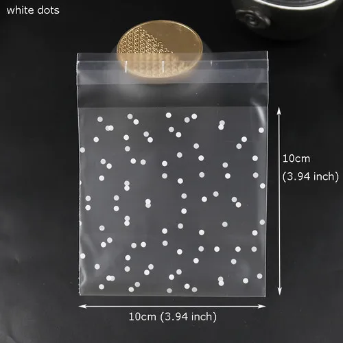 white 100pcs 100 шт пластиковые пакеты для печенья, печенья, матовый полипропиленовый пакет, конфетные, белые, розовые, синие, в горошек, самоклеющиеся, для свадебной вечеринки, целлофановые пакеты - Цвет: white 100pcs