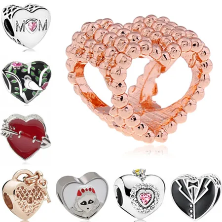 Панк Макси Красочные эмаль Микки любовь сердца кристалл шармы Бусины Подходят