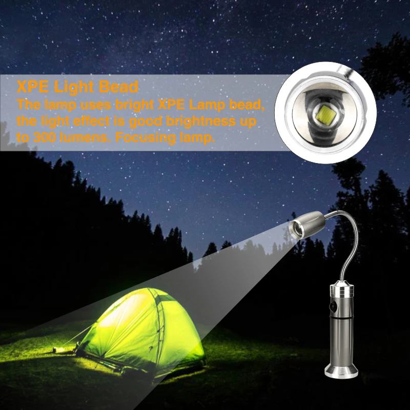 LED Flashlight 18650 Battery 3*AAA 3 Modes Adjustable 360Degree Waterproof Light Glare Weak Flash Camping Outdoor Lighting | Лампы и