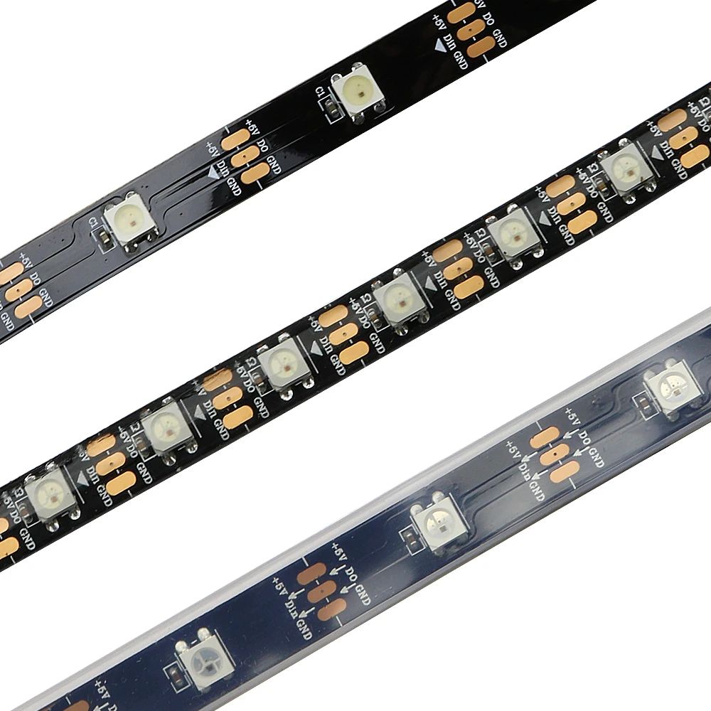WS2812B Светодиодные ленты индивидуально адресуемых RGB Smart Пиксели полосы 1 м/3 m/5 м DC5V