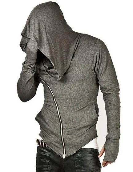 Мужская толстовка с капюшоном ZOGAA теплая Свободная куртка Диагональной молнией в