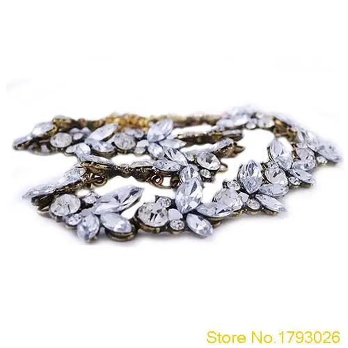 Fashion Luxury Crowd Clear Crystal Flower Bronze Metal Choker Necklace for Birthday Party 4U2N | Украшения и аксессуары