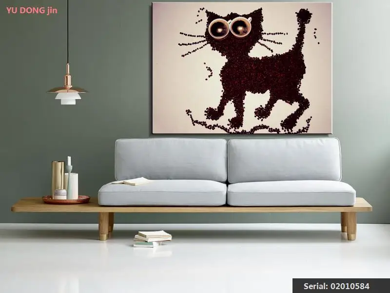 Кофе кошки зерна чашки животных классическая картина маслом рисунок искусство