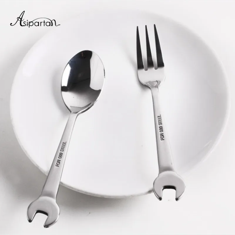 Asipartan 1 шт. набор столовых приборов из нержавеющей стали креативный ключ кофейная