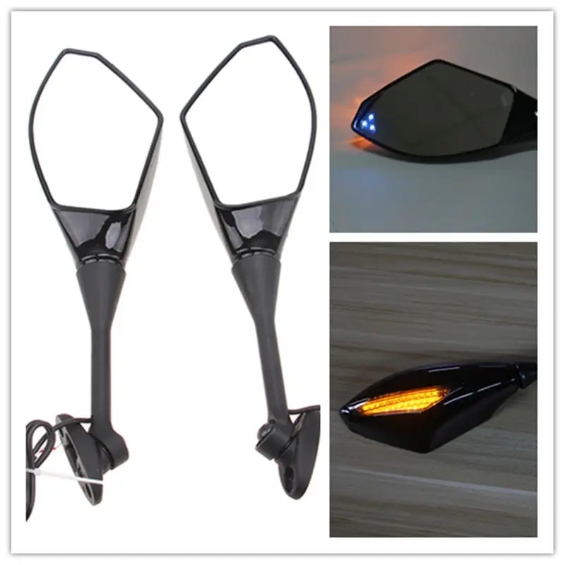Motorcycle LED Turn Signals Rearview Mirrors accessories For Suzuki GSXR 1000 600 750 GSF 650 Bandit S SV Scooter cafe racer | Автомобили