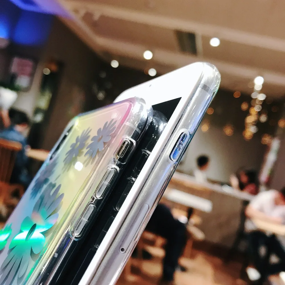 Блестящий цветной чехол для iPhone 6 7 8 6s Plus X XR XS Max из прозрачного ТПУ |